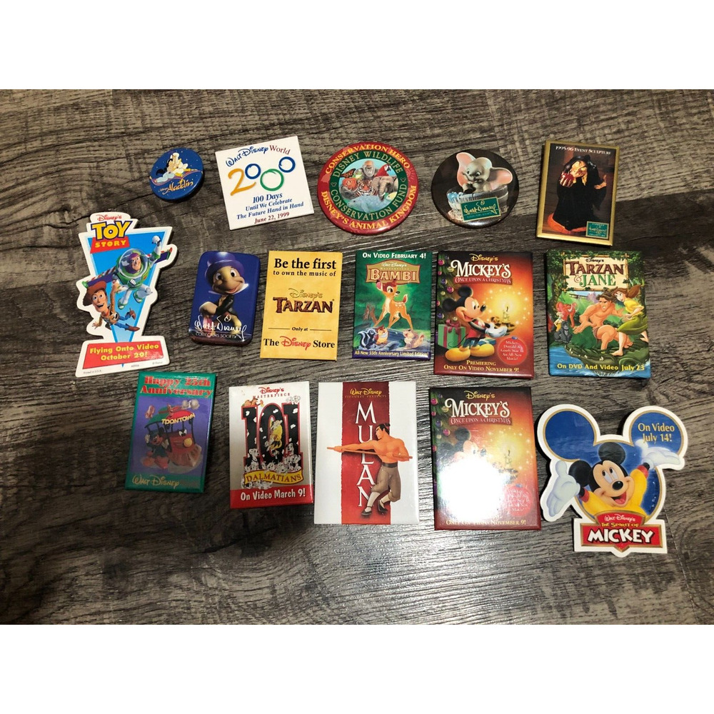 Lot of 16 Disney Movie Pin Lapels Mulan Toy Story Mickey Mouse Bambi Tarzan